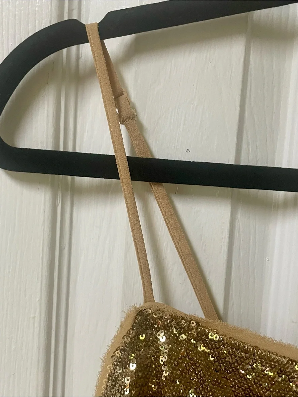Free People Intimately Dress Medium Mini Sequin Party Cocktail Gold Straps - Picture 5 of 10